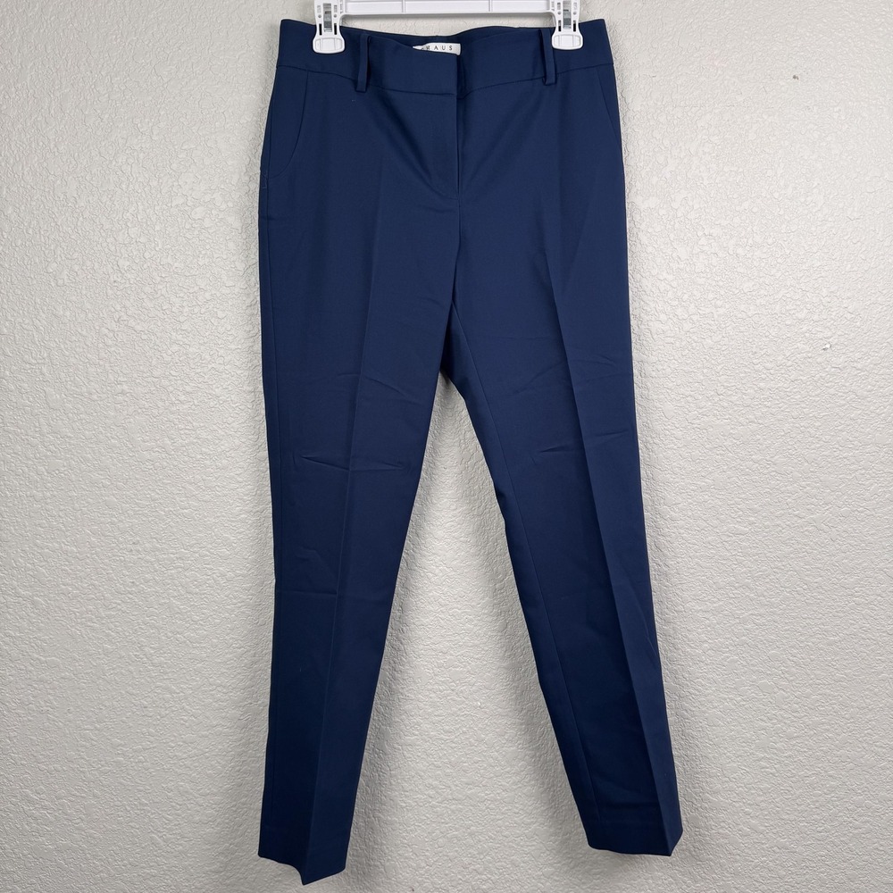 Chaus New York Pants Womens 4 (31x28) Navy Stretch Slim Ankle Dress Work Trouser